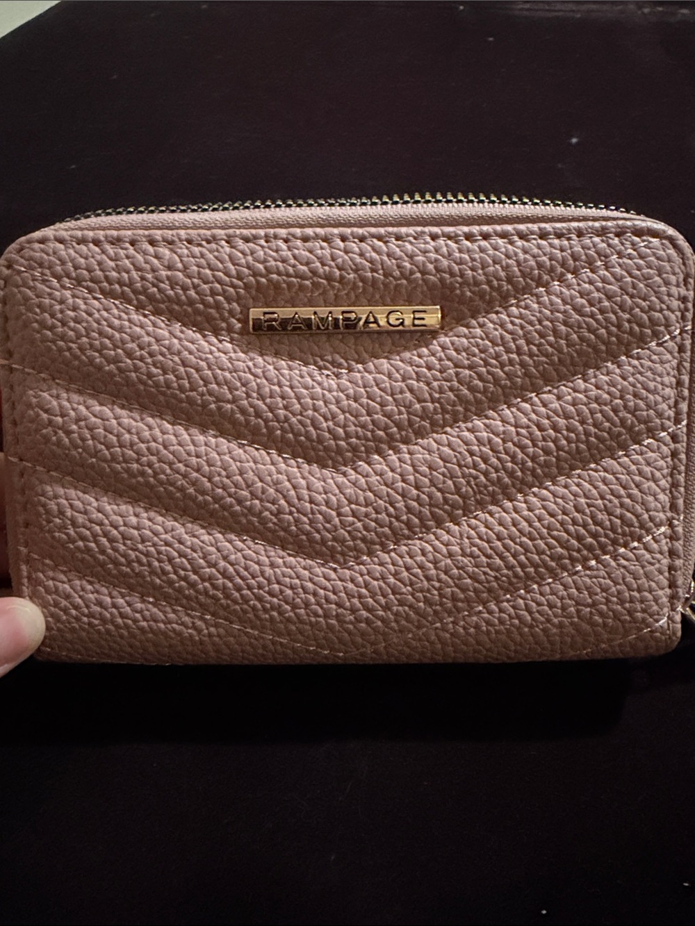 Rampage Quilted Pebble Zip Wallet - Blush Pink with Gold Hardware